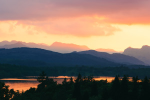 Beautiful sunrise over Lake Windermere
